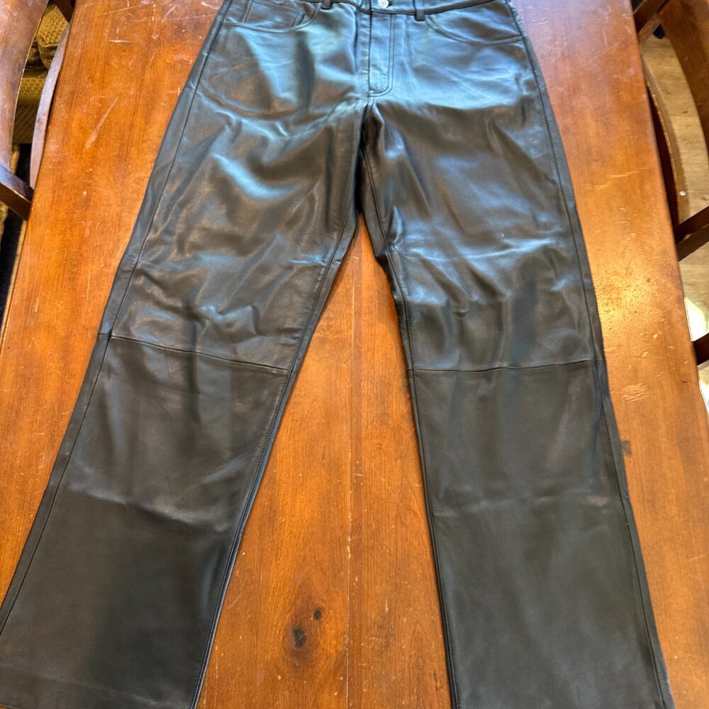 Sunflower Loose Leather Pants Black Lambskin Size 34